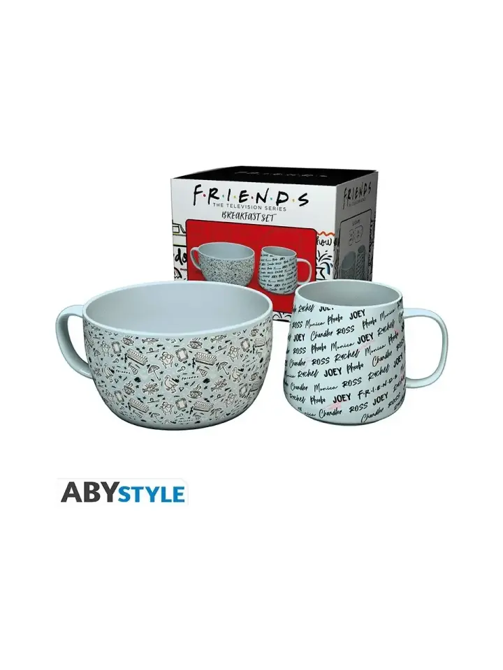 Abysse Friends Breakfast Set Mug + Bowl Doodle